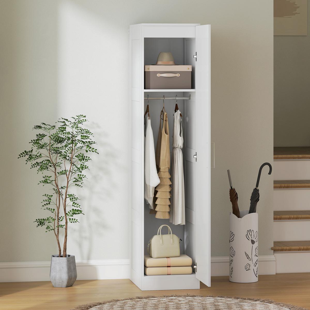 KLEIDERSCHRANK Spanplatte Weiß - Weiß, Holzwerkstoff (40/180/52cm) - HOMCOM