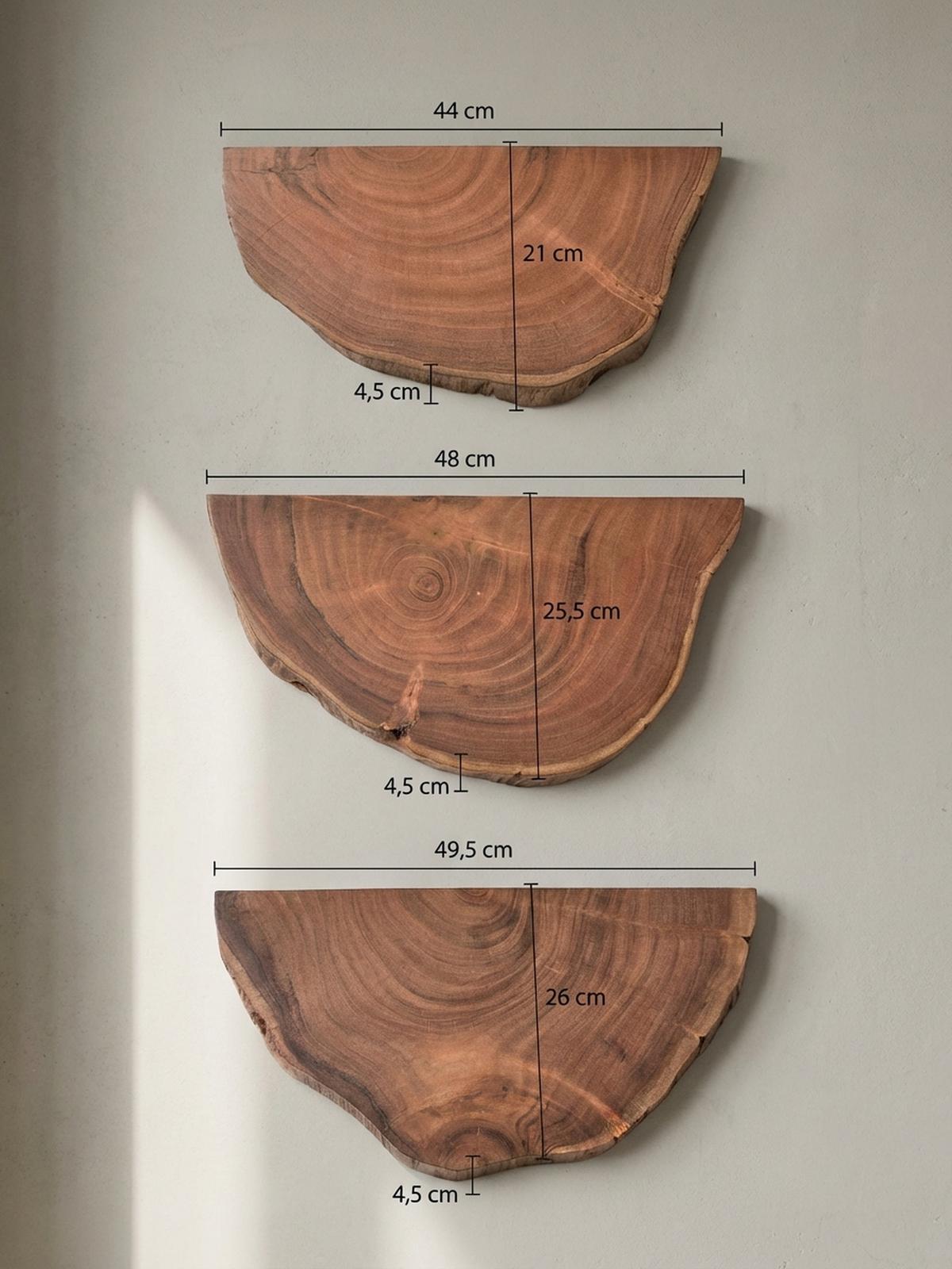 WANDREGAL Akazie Massivholz Modern Stil 3er Set Baumscheibe mit Baumkante - Akaziefarben, Holz (47/4/25cm) - KADIMA DESIGN