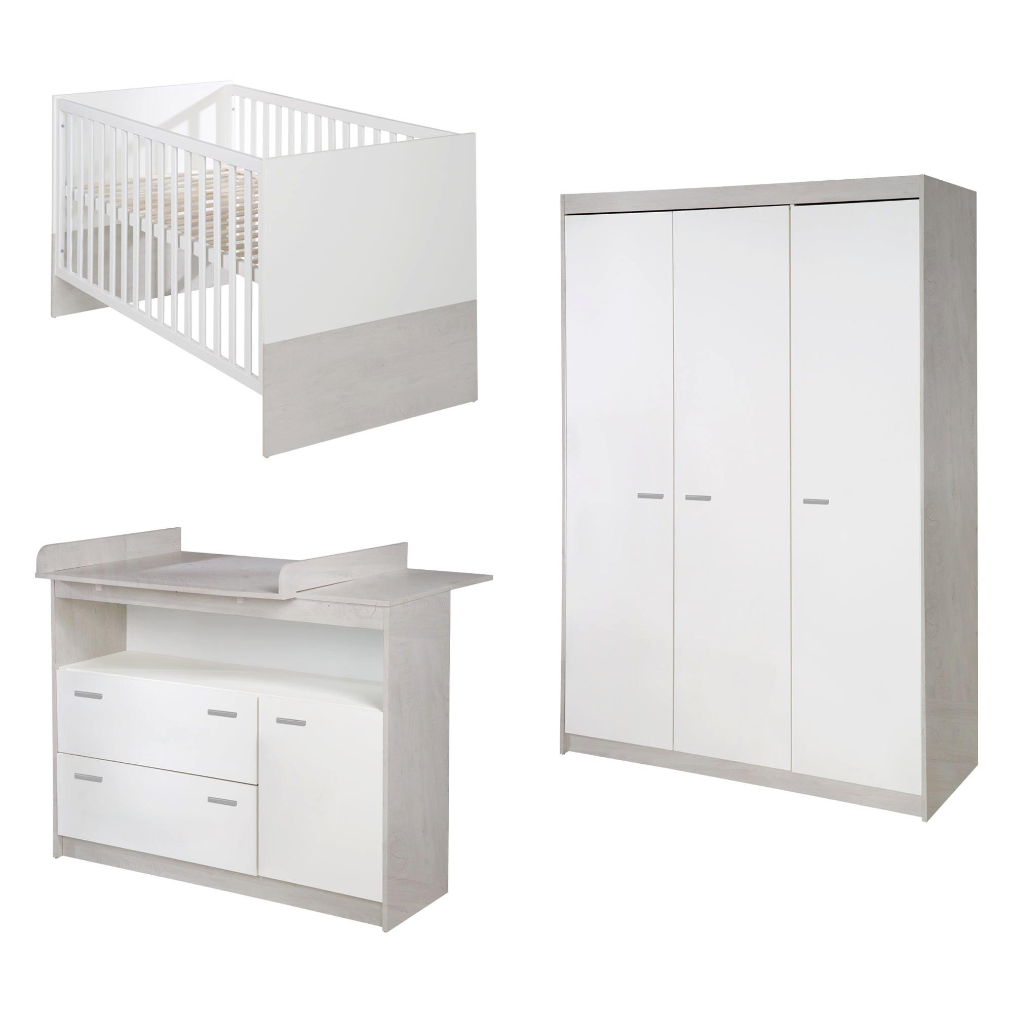 BABYZIMMER-SET Julia 3-teilig - Weiß, Holzwerkstoff (78/80/142cm) - Roba