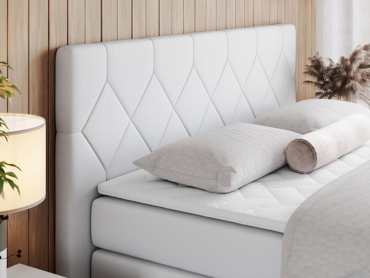 BOXSPRINGBETT KING EIGAR 140/200 Weiß Kunstleder - H3 - Weiß, Holz/Textil (140/200cm) - MKS