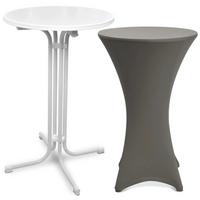 STEHTISCH Bellini Ø 80cm Weiß mit Stella Stehtischhusse Ø 80cm Anthrazit - Anthrazit/Schwarz, Metall (80/80/110cm) - Beautissu 
