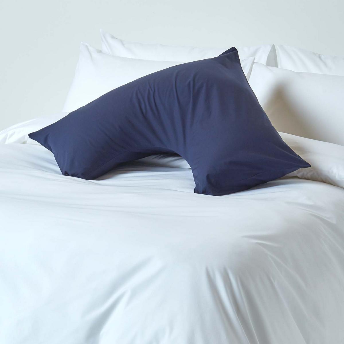 KISSENBEZUG für V-Form-Kissen, Perkal, Fadendichte 200 - Dunkelblau, Textil (38/76cm) - Homescapes