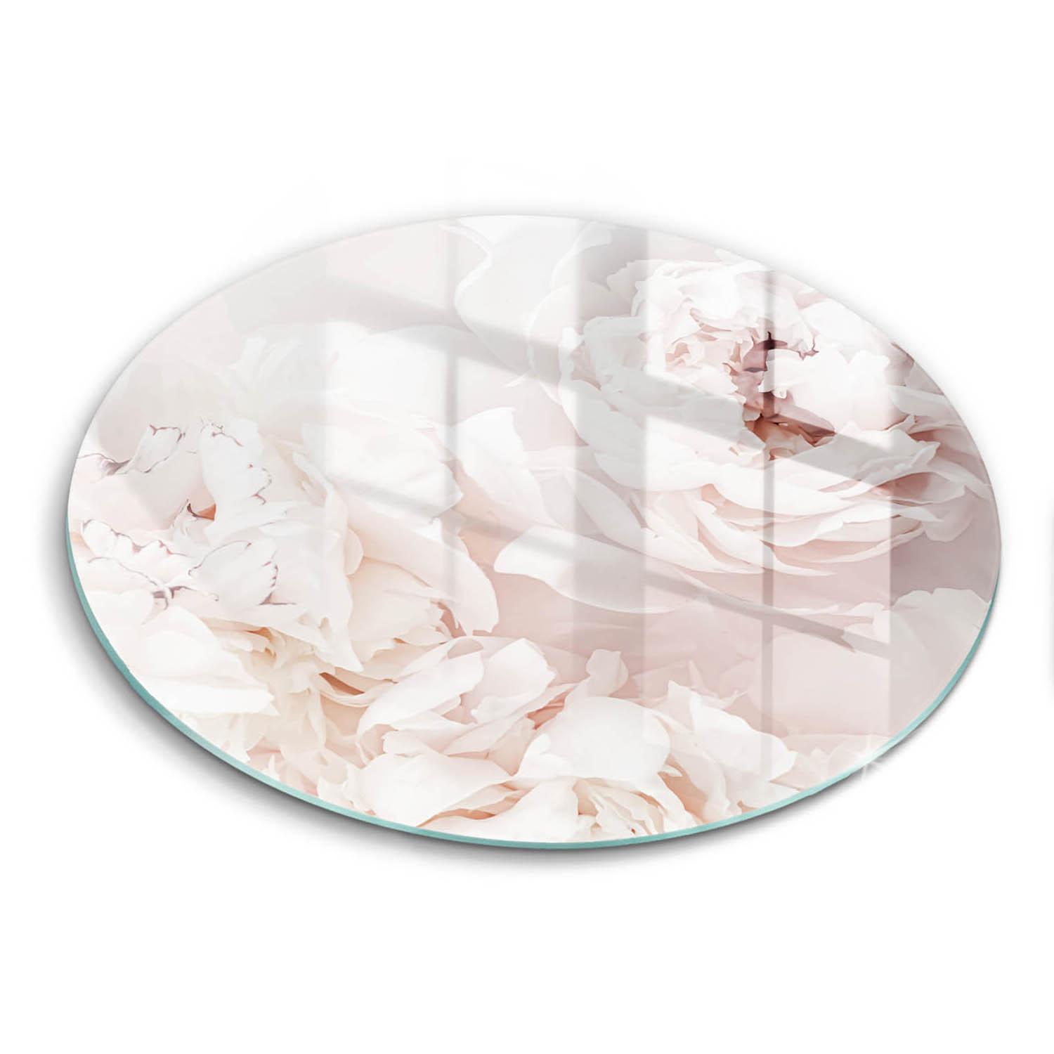 GLASPLATTE Ø 40 cm Pastell Pfingstrosen - Weiß, Glas (40/40cm) - Wallfluent
