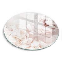 GLASPLATTE Ø 40 cm Pastell Pfingstrosen - Weiß, Glas (40/40cm) - Wallfluent