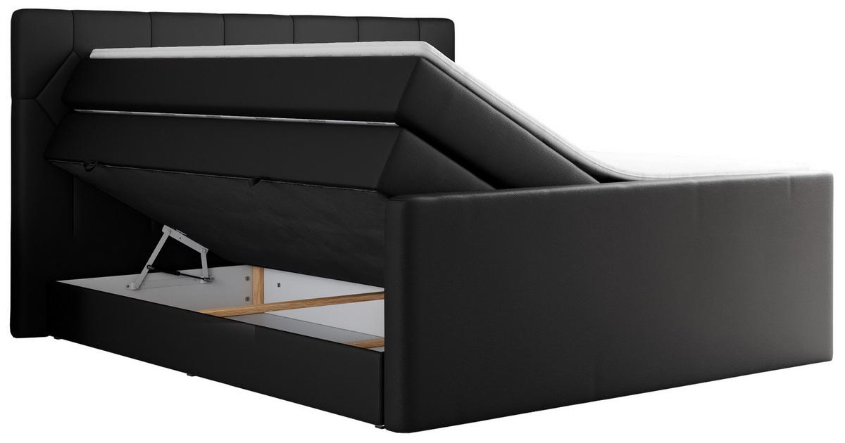 BOXSPRINGBETT KING EIGAR 200/200 Schwarz Kunstleder - H4 - Schwarz, Holz/Textil (200/200cm) - MKS