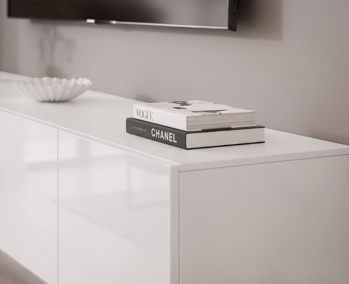 WOHNWAND ANGEL LINE I 2-teilig, mit LED-Beleuchtung, Weiß Hochglanz - Weiß Hochglanz, Holzwerkstoff (240/180/40cm) - Idohome