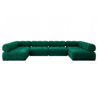 WOHNLANDSCHAFT modulares Sofa Garvo-U2 - 380x190x70 cm Dunkelgrün Velours - Dunkelgrün, Holzwerkstoff/Textil (380/70/190cm) - ALTDECOR