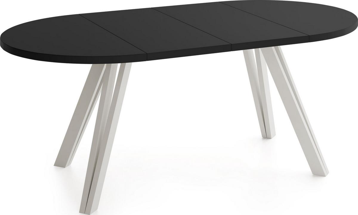 ESSTISCH Ravero runder ausziehbarer, Schwarz 100-180/100/77 cm - Kaschmir/Schwarz, Holz/Holzwerkstoff (100/180/76.5cm) - WFL GROUP