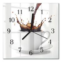 WANDUHR aus Glas 30x30 cm - Kaffee - Weiß, Glas (30/30/0.4cm) - TULUP