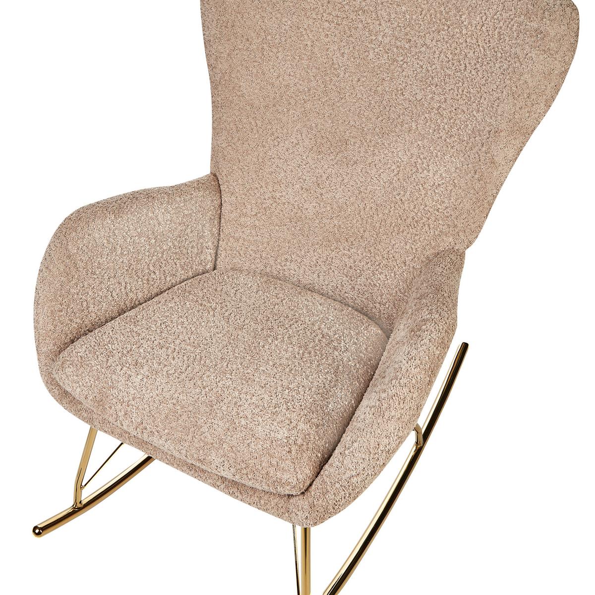 SCHAUKELSESSEL Bouclé Sandbeige Anaset - Beige/Goldfarben, Textil (74/99/99cm) - Beliani