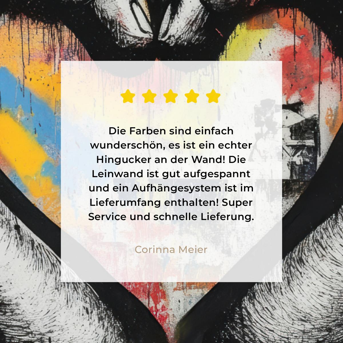 LEINWANDBILD Hände - Herz - Straßenkunst - Graffiti Deko Groß 90x90 cm - Multicolor, Textil (90/90cm) - MuchoWow