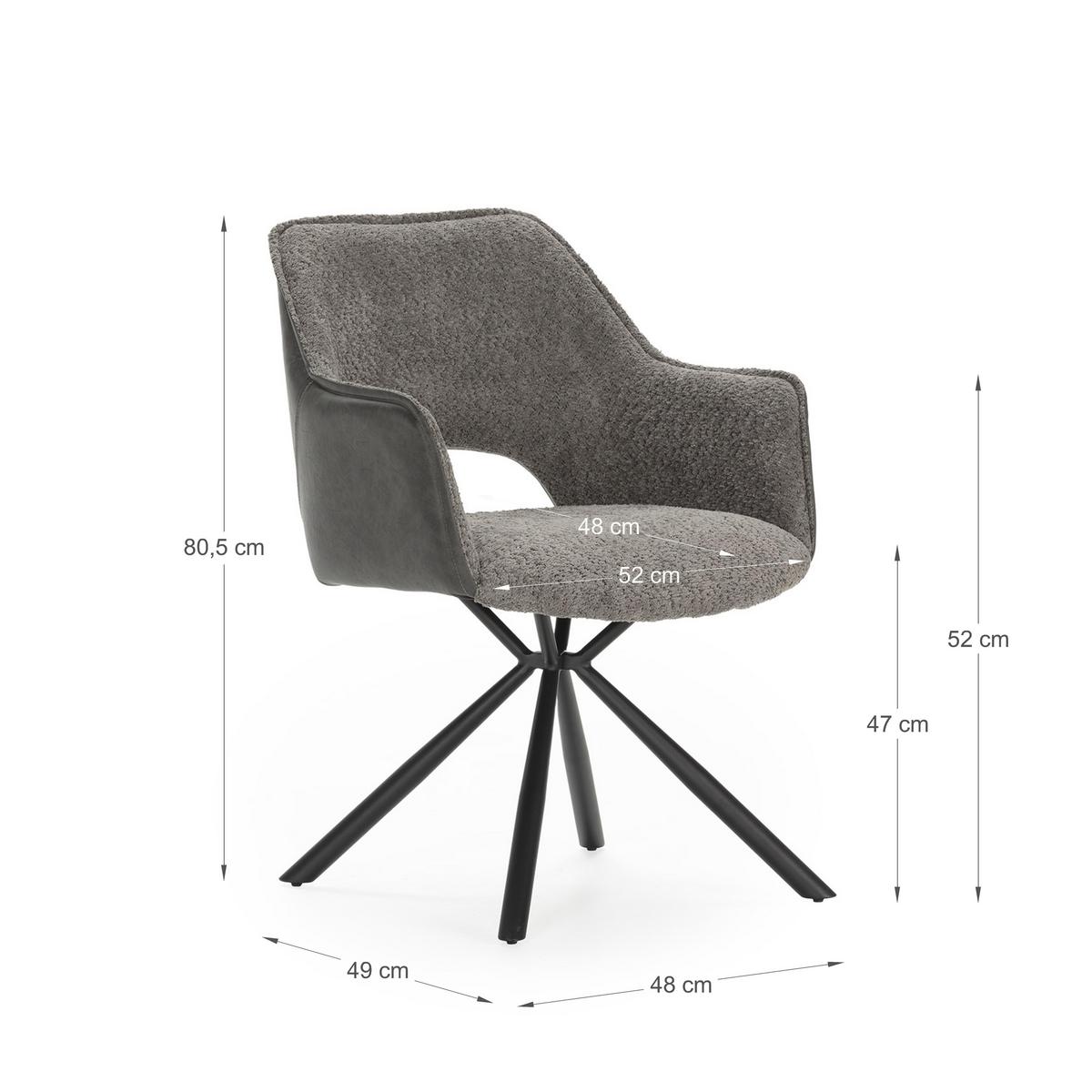 ESSZIMMERSTUHL Mariel Grau 62/60/47 cm 2er-Set - Grau, Textil (60/47/62cm) - Calicosy