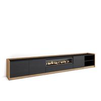 LOWBOARD, Schwarz Eiche, Elektrokamin, 310/37/50cm - Schwarz, Holzwerkstoff (310/50/37cm) - Skraut Home