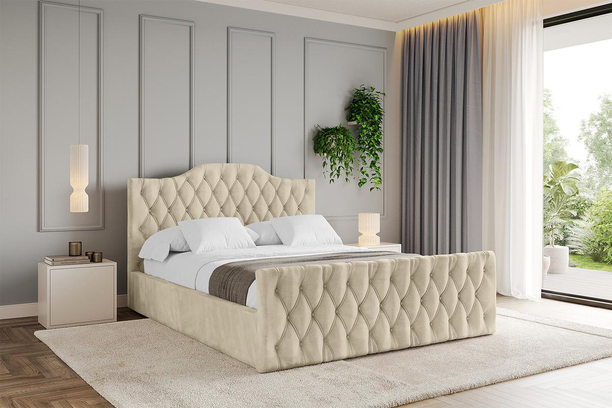 POLSTERBETT mit Bettkasten, Fußteil und Lattenrost, Boxbett mit Matratze H3/H4 - FALIO-Z 120x200 Beige - Ecru, Holzwerkstoff/Textil (120/200cm) - ALTDECOR