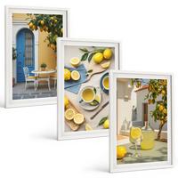 BILDER SET 3er Set - 40x60 cm Weißer Rahmen - Zitronenlimonade blaue Tür - Weiß, Kunststoff (40/60cm) - TULUP