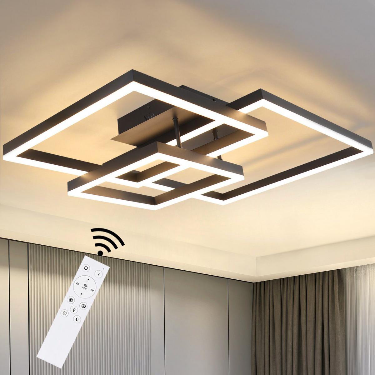 LED-DECKENLEUCHTE Lais 82/58/16 cm - Schwarz, Metall (82/58/16cm) - Nettlife