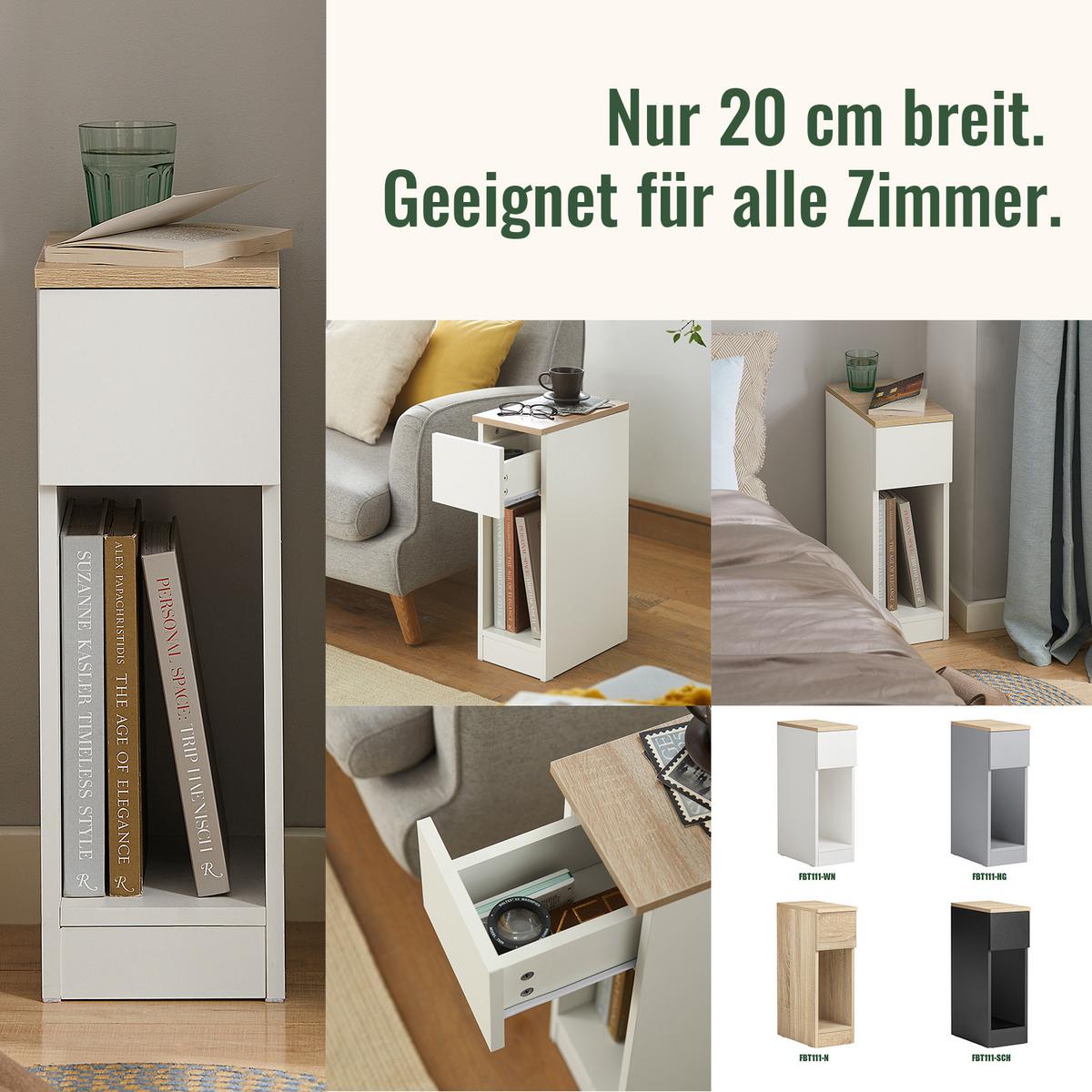 NACHTTISCH 2er Set, Weiß, 20x60x35cm - Weiß, Holzwerkstoff (20/60/35cm) - SoBuy