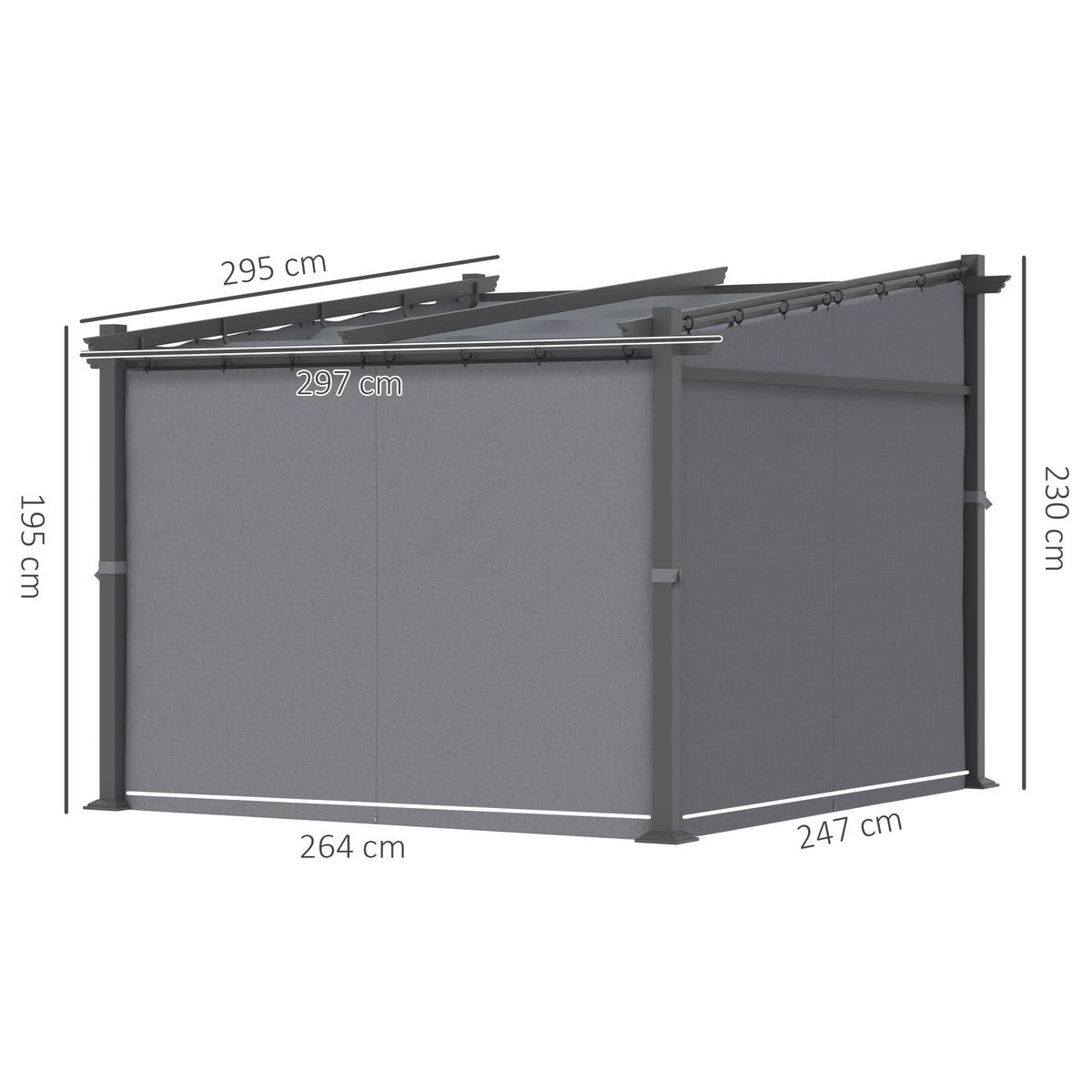 PERGOLA Stahl Alu Polyester Dunkelgrau - Dunkelgrau, Metall (295/230/297cm) - Outsunny
