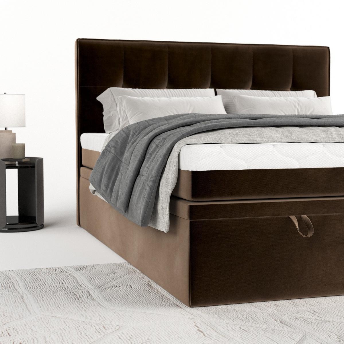 BOXBETT Arivo 200/200 cm Braun im Kronos Stoff - Schwarz/Braun, Holz/Holzwerkstoff (200/200cm) - AltaBeds