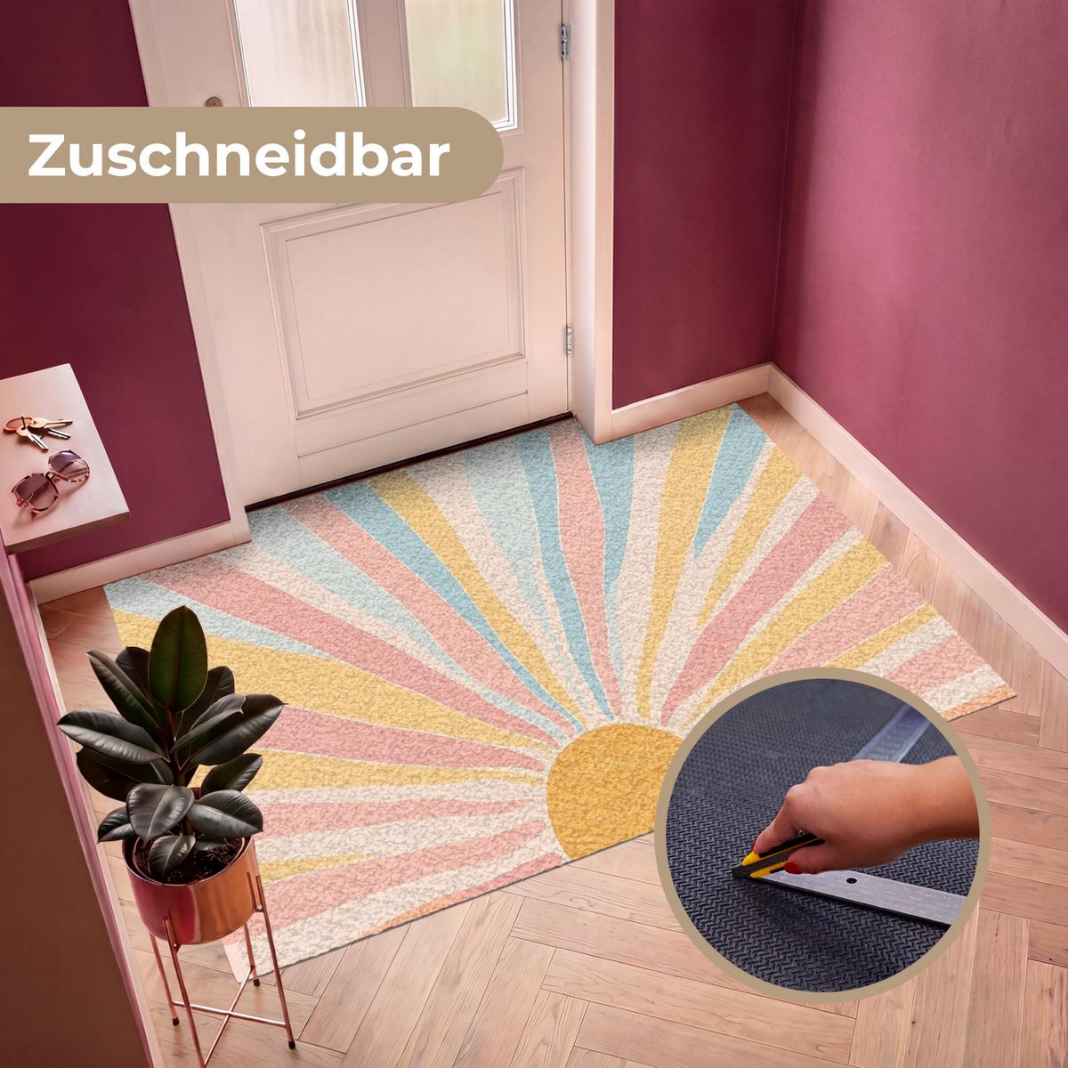 FUSSMATTE Illustration - Sonne - Pastellfarben Sauberlaufmatte 180x120 cm - Hellrosa, Kunststoff (180/0.4cm) - MuchoWow