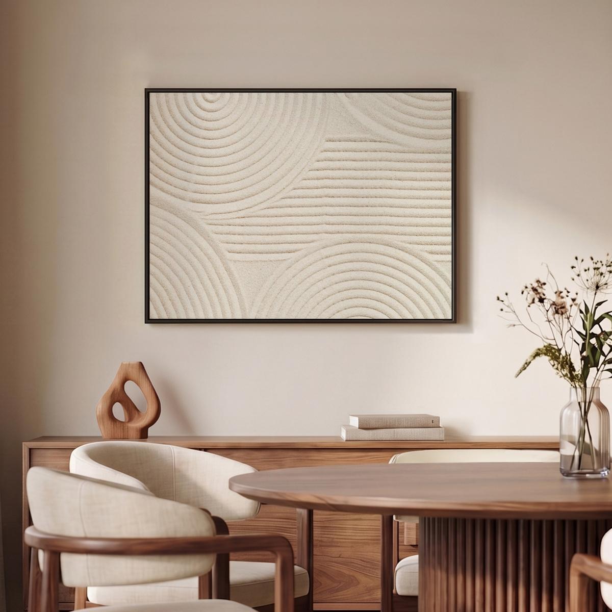 LEINWAND Bilder mit Rahmen - Muster - Abstrakt - Weiß - 70x50 - Beige, Textil (70/50cm) - MuchoWow