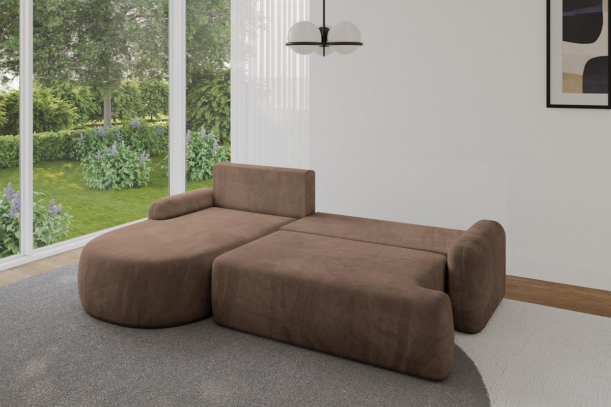 ECKSOFA mit Schlaffunktion und Bettkasten LIRA-L - 264x172x89 Braun - Braun, Holzwerkstoff/Textil (264/172cm) - ALTDECOR