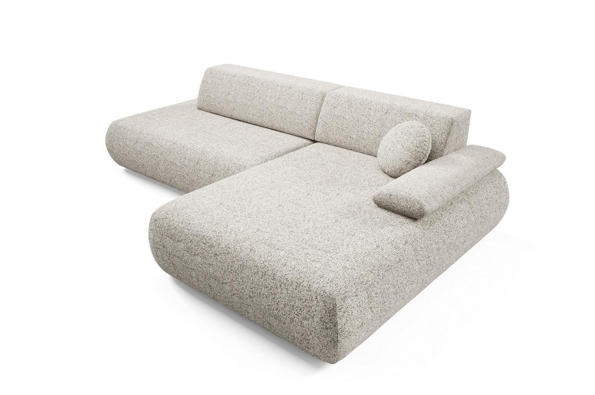 ECKSOFA DELTA R-S Beige Geflochtener Stoff mit Schlaffunktion - Beige, Holz (286/173.5cm) - MASSENO