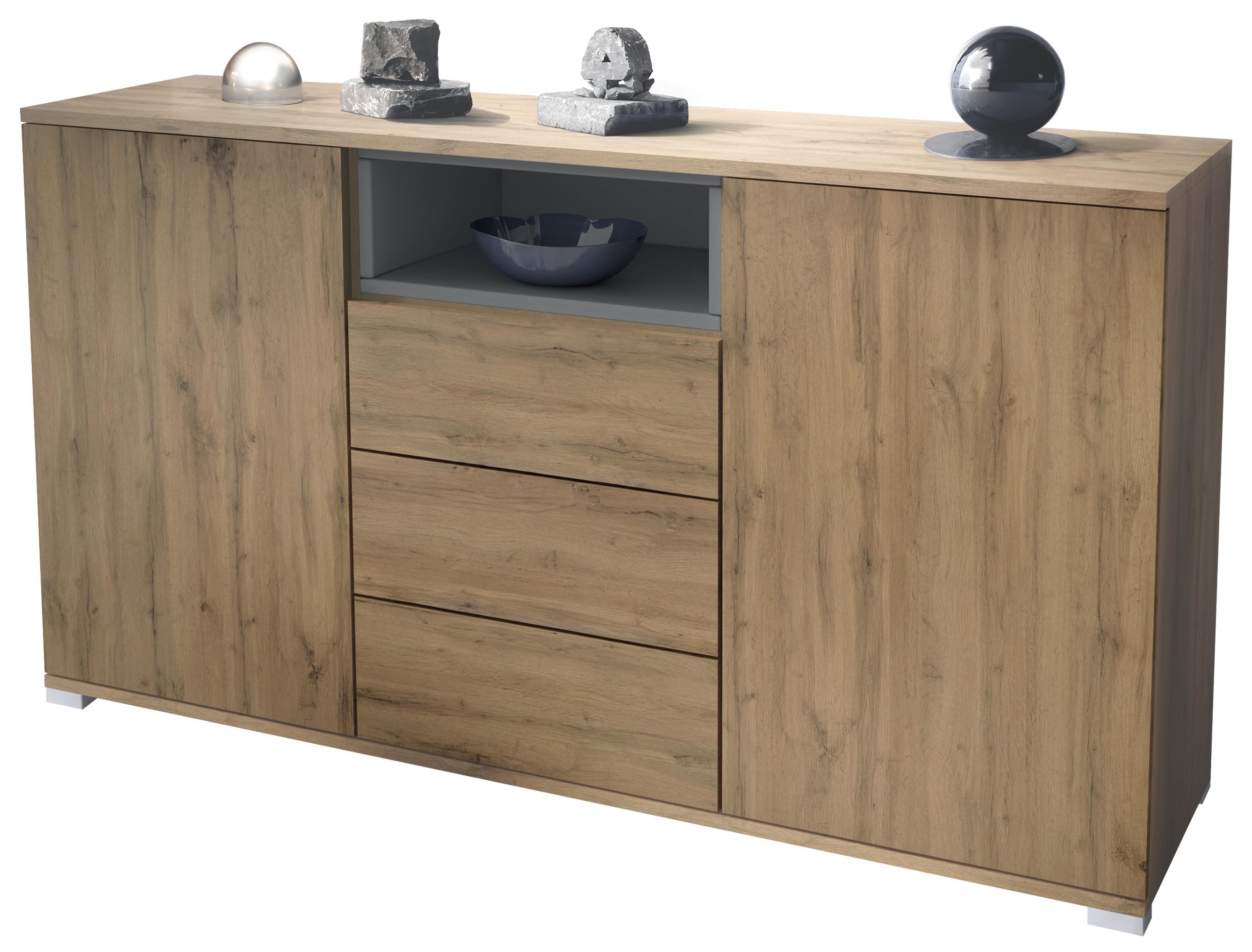 SIDEBOARD Skadu Graphit Seidenmatt - Graphitfarben, Holzwerkstoff (138.5/75.5/35cm) - Vladon