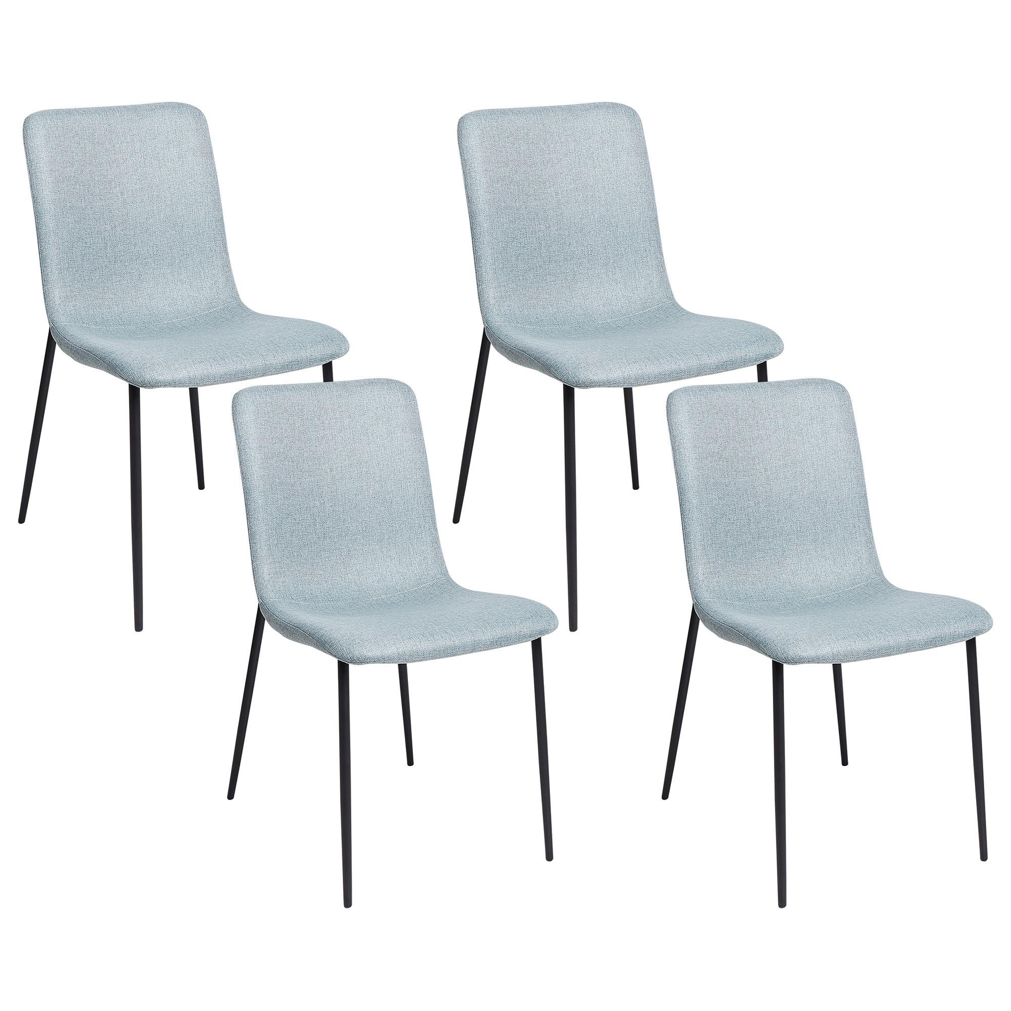 ESSZIMMERSTUHL 4er-Set Hellblau Glendive - Schwarz/Hellblau, Textil (44/81/65cm) - Beliani