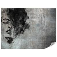 FOTOTAPETE für Wohnzimmer Abstrakte Frau Porträt Beton Ornament 100x70 - Grau, Papier (100/70cm) - Muralo