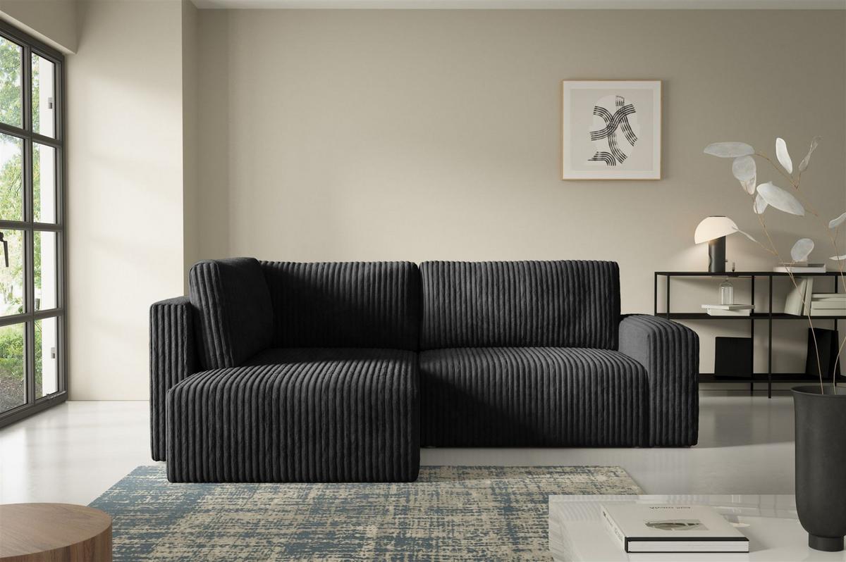 ECKSOFA Natalia Xl - Schwarz, Holzwerkstoff/Textil (182/245cm) - Fun Möbel