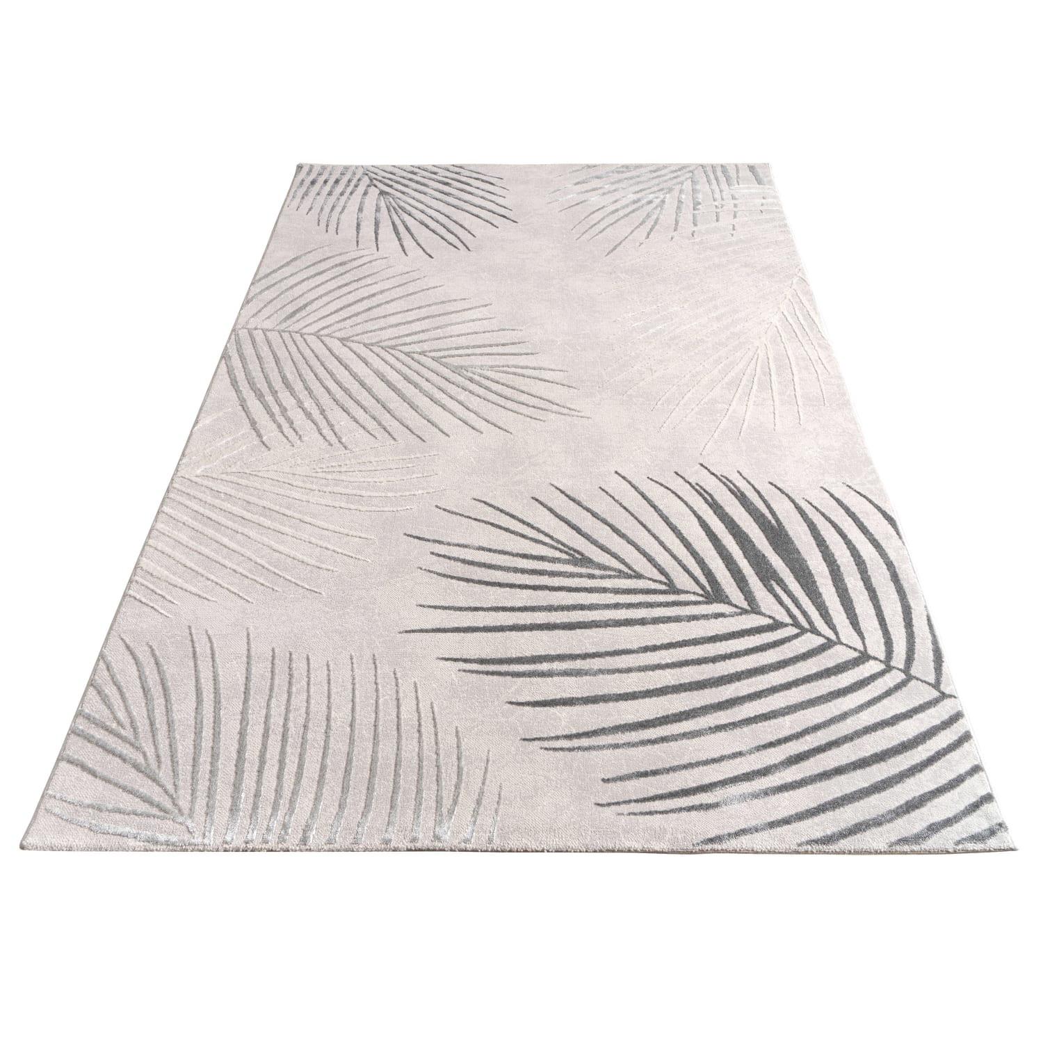 KURZFLORTEPPICH, mit Blätter-Motiv, Grau, 120 x 160 cm - Grau, Textil (160/120cm) - KADIMA DESIGN