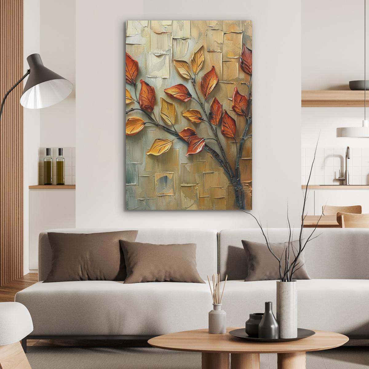 AKUSTIKBILD Baum - Abstrakt - Natur - Kunst Wanddeko 70x100 cm - Goldfarben, Kunststoff (70/100/0.9cm) - MuchoWow