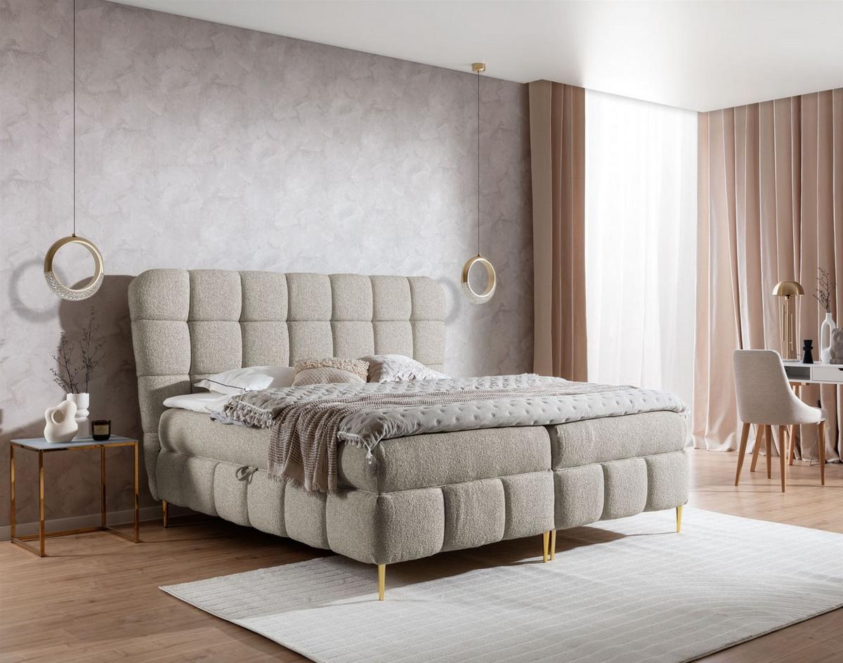 BOXBETT Grazia In Corbett - Hellbraun, Holzwerkstoff/Textil (140/200cm) - Fun Möbel