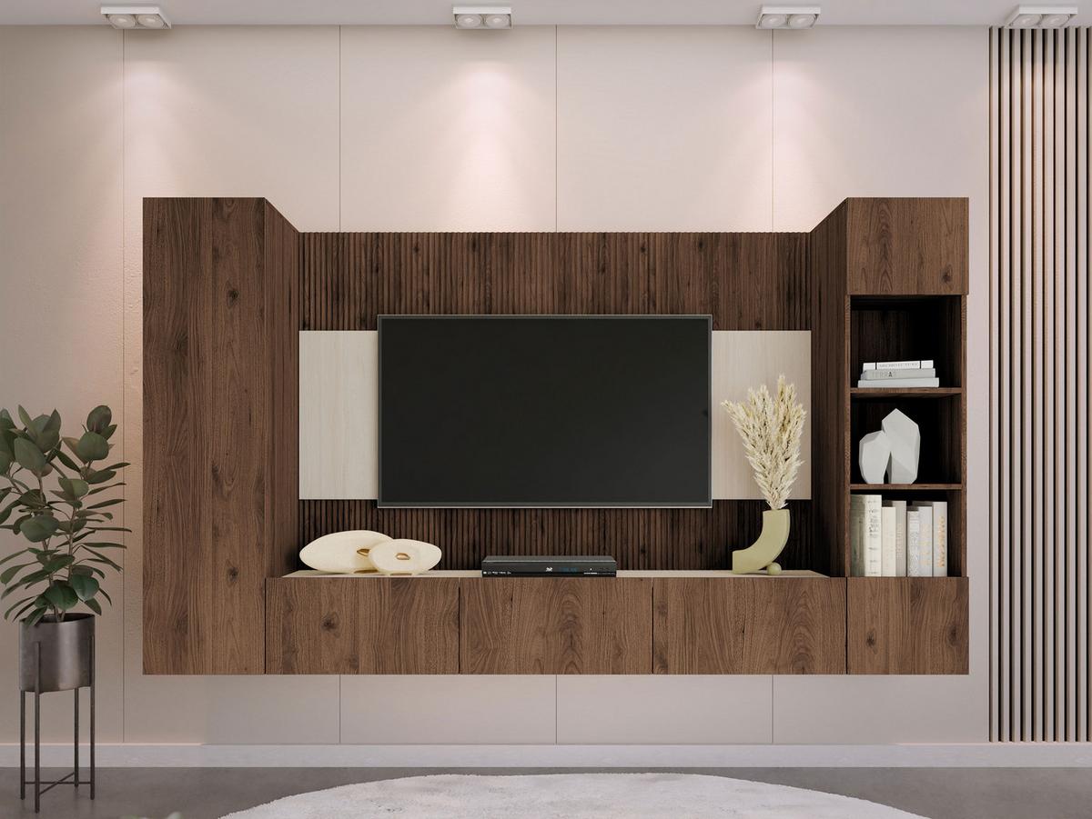 WOHNWAND Deromi IV - Braun, Holzwerkstoff (260/150/38cm) - MIRJAN24