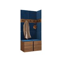 GARDEROBEN-SET Orion I - Blau/Nussbaumfarben, Holzwerkstoff/Kunststoff (84/186/46cm) - MIRJAN24