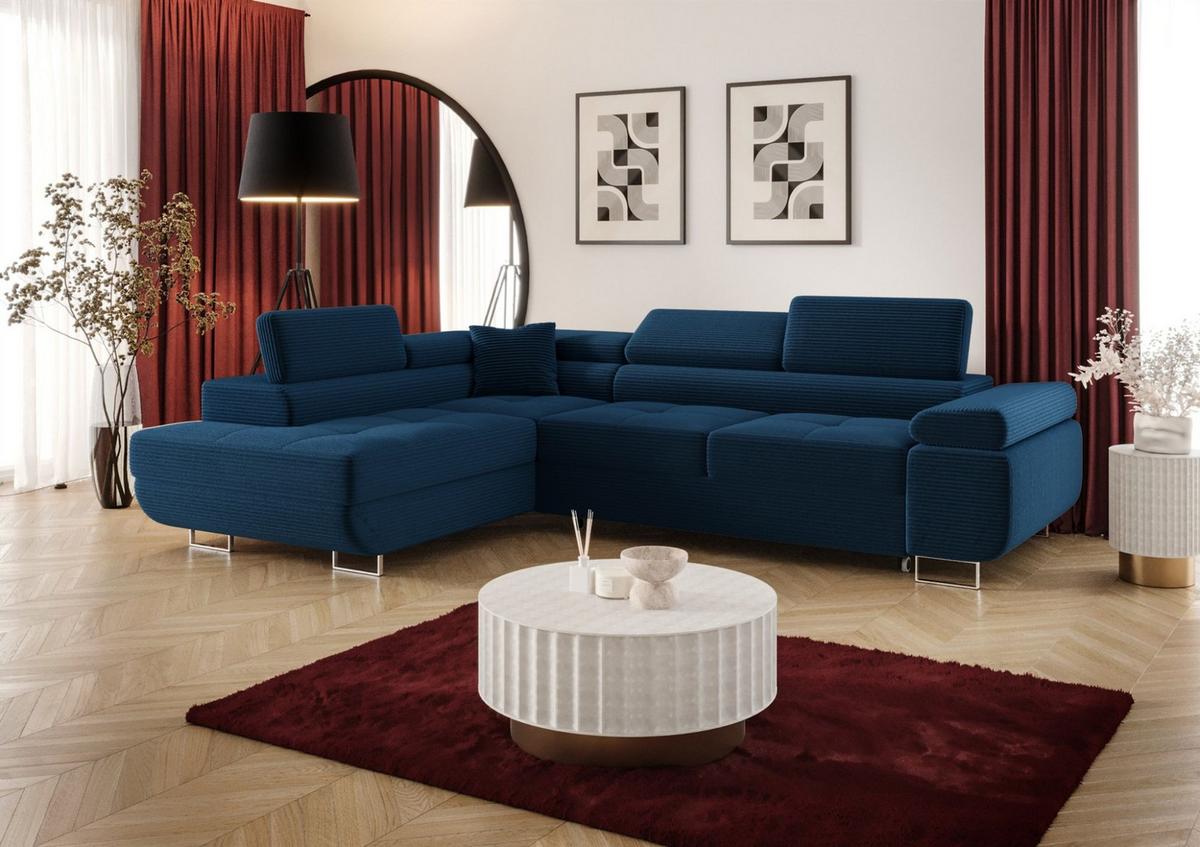 ECKSOFA Monaro Mit Schlaffunktion - Blau, Holzwerkstoff/Textil (202/275cm) - Fun Möbel