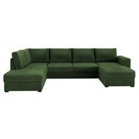 WOHNLANDSCHAFT Wilma, Seite: Links - Dunkelgrün/Schwarz, Holz/Textil (305/85/188cm) - MIRJAN24
