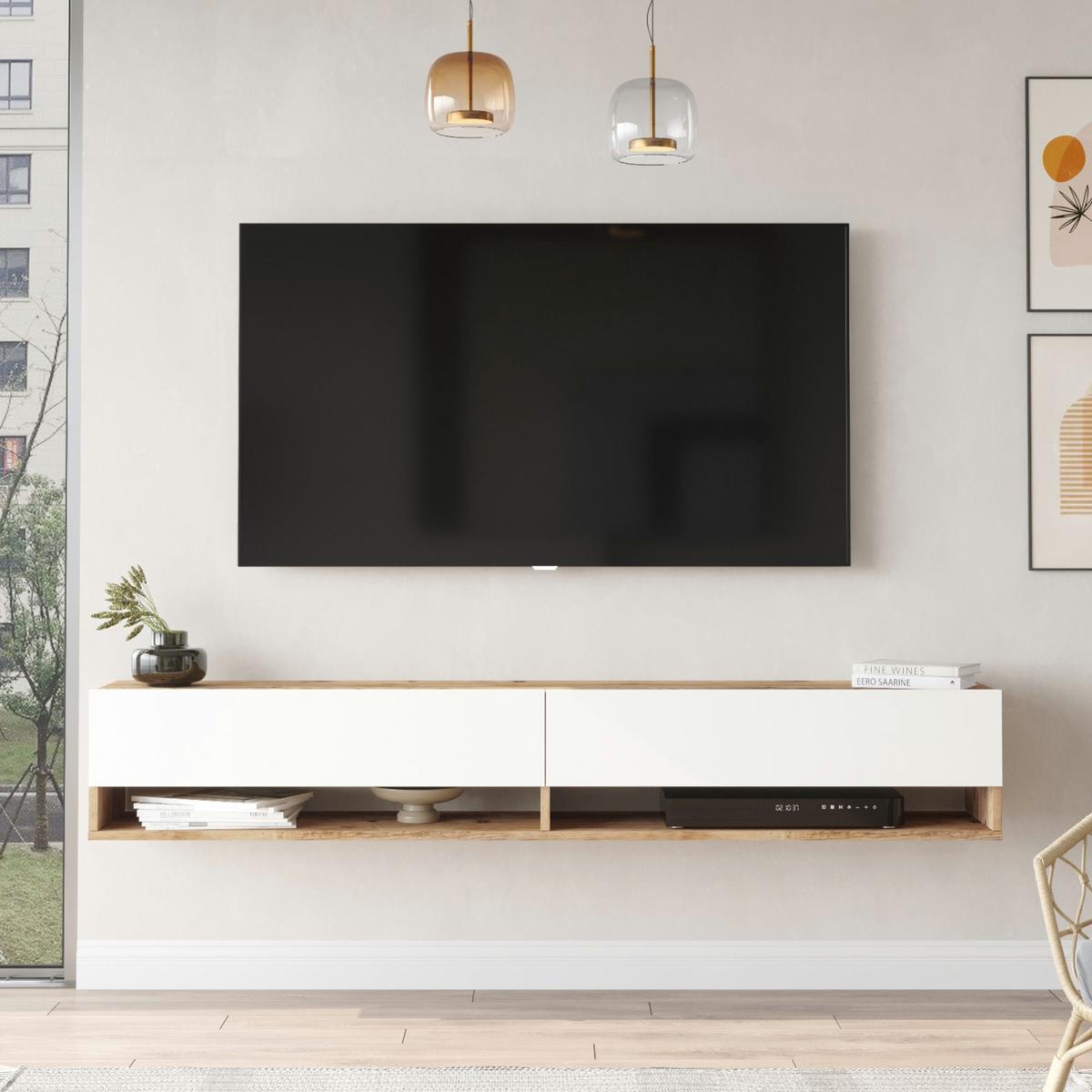 TV-ELEMENT Laitila - Weiß, Holzwerkstoff (180/29.5/31.5cm) - [en.casa]