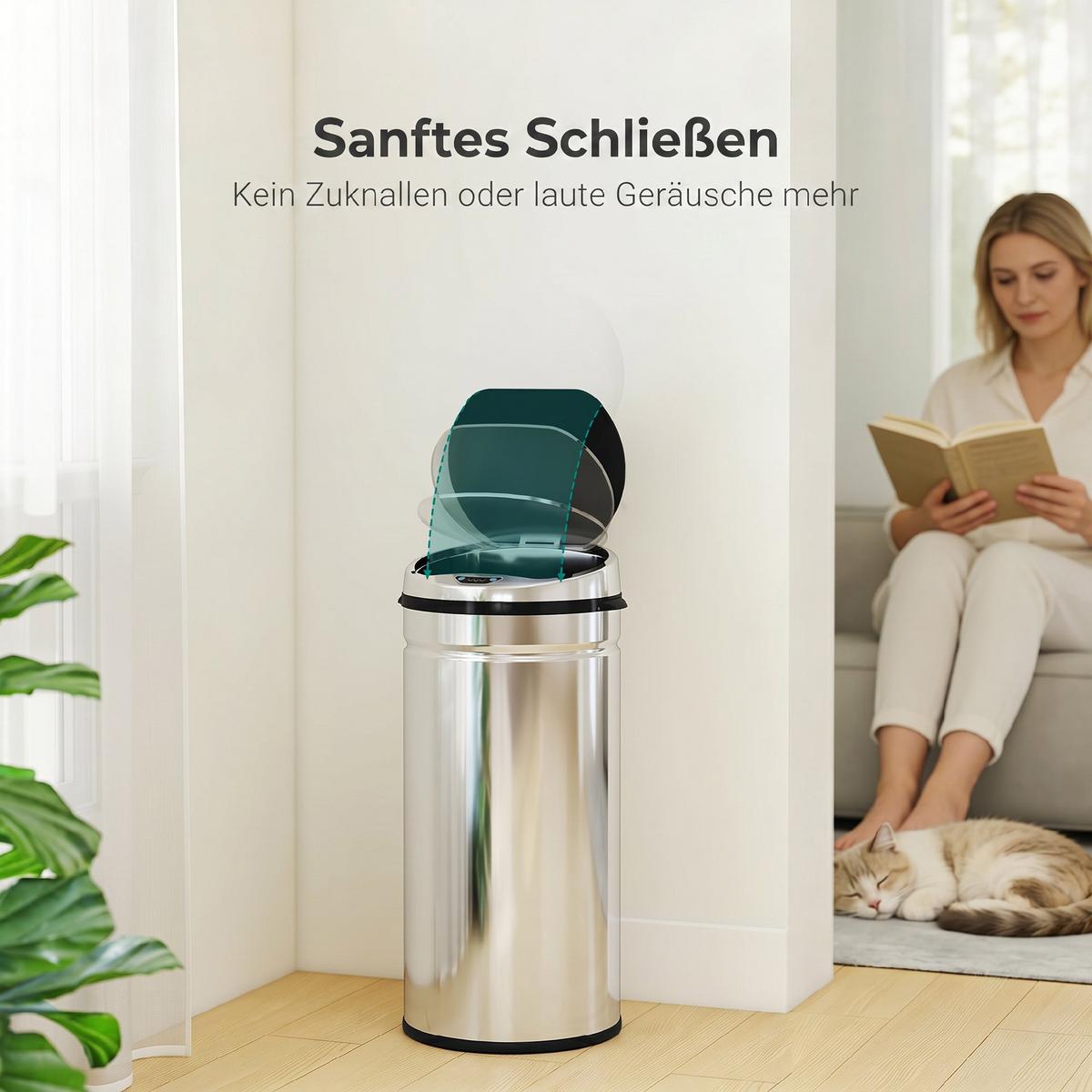 SENSOR-MÜLLEIMER Edelstahl ABS Silber - Silberfarben, Metall (30.5/68/30.5cm) - HOMCOM