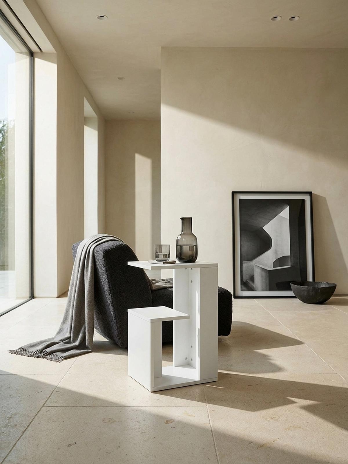 BEISTELLTISCH Holz 3 Ablagen Melaminbeschichtung BRENTA, Weiß 35x30x61 cm - Weiß, Holz (30/35/61cm) - KADIMA DESIGN