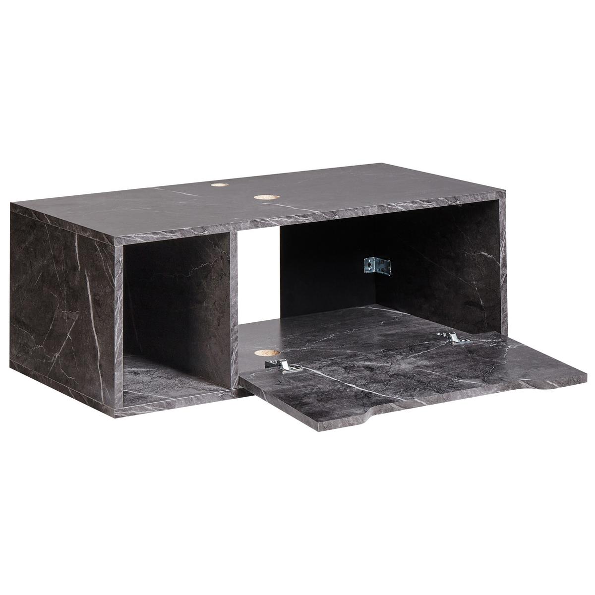 WASCHBECKENUNTERSCHRANK wandmontiertk 80 cm Schwarzer Marmor Cascavel - Schwarz, Holzwerkstoff (80/28/40cm) - Beliani