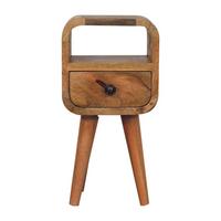 NACHTKASTEN Extra Mini Eichenoptik Geschwungen, 1 Schublade und Offenes Fach, Beige - Beige/Messingfarben, Holz/Metall (20/40/20cm) - Artisan Furniture