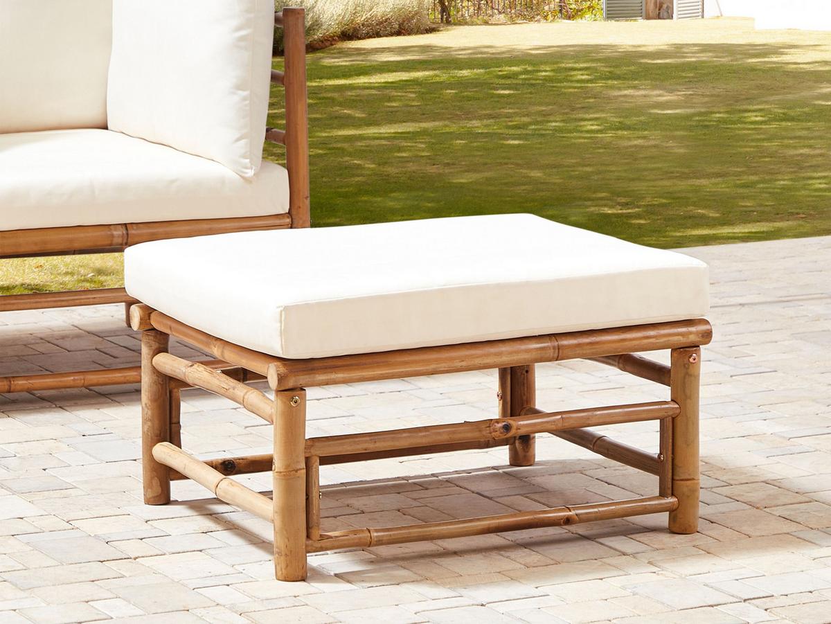 GARTENSTUHL Cremeweiß Cerreto - Weiß/Braun, Holz (55/39/64cm) - Beliani