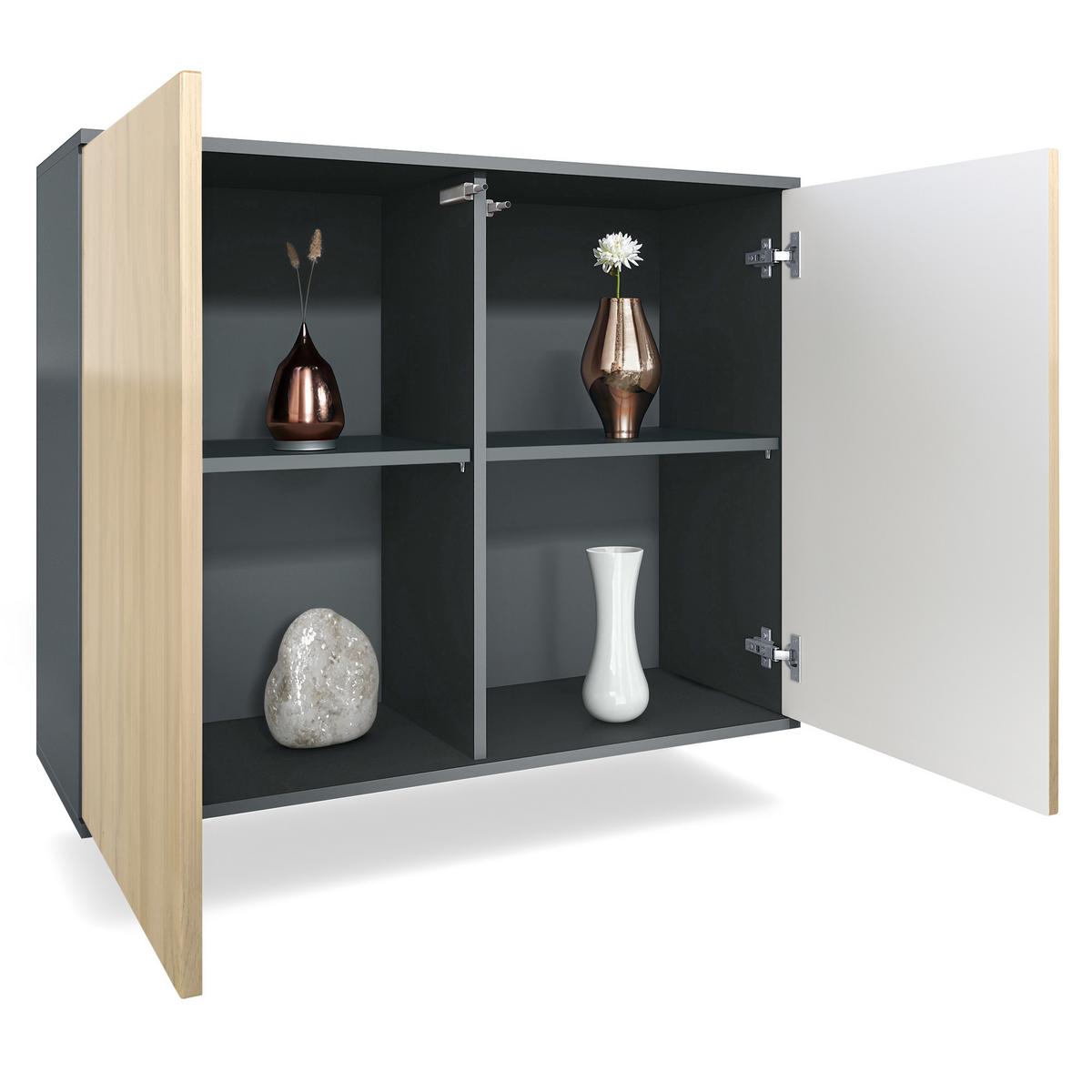 KOMMODE Skadu Creme Hochglanz - Creme, Holzwerkstoff (92.5/73.5/35cm) - Vladon