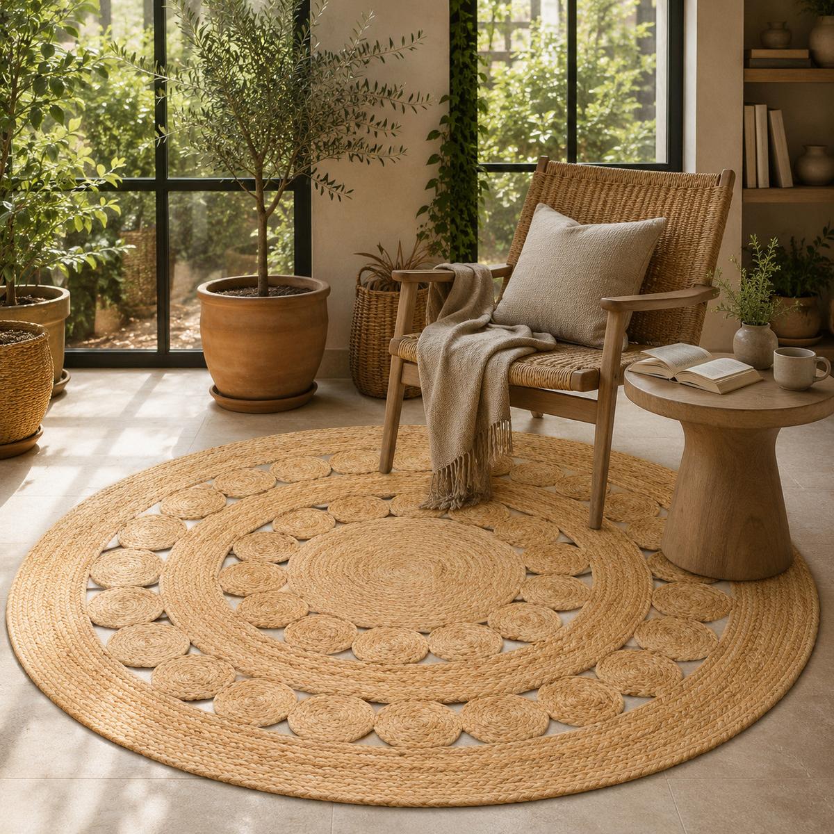 NATURFASER TEPPICH JUTE SALSA TREND RUND - Beige, Textil (80/80cm) - Pergamon