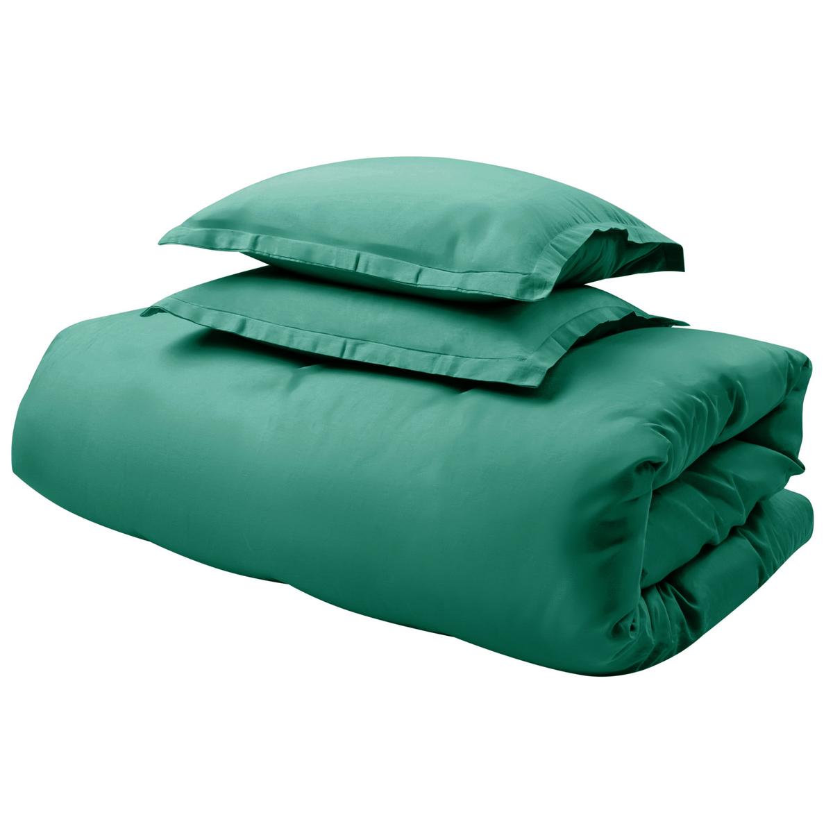 BETTWÄSCHE-SET 200/200 cm Baumwollsatin Grün Parkrose - Grün, Textil (200/200cm) - Beliani