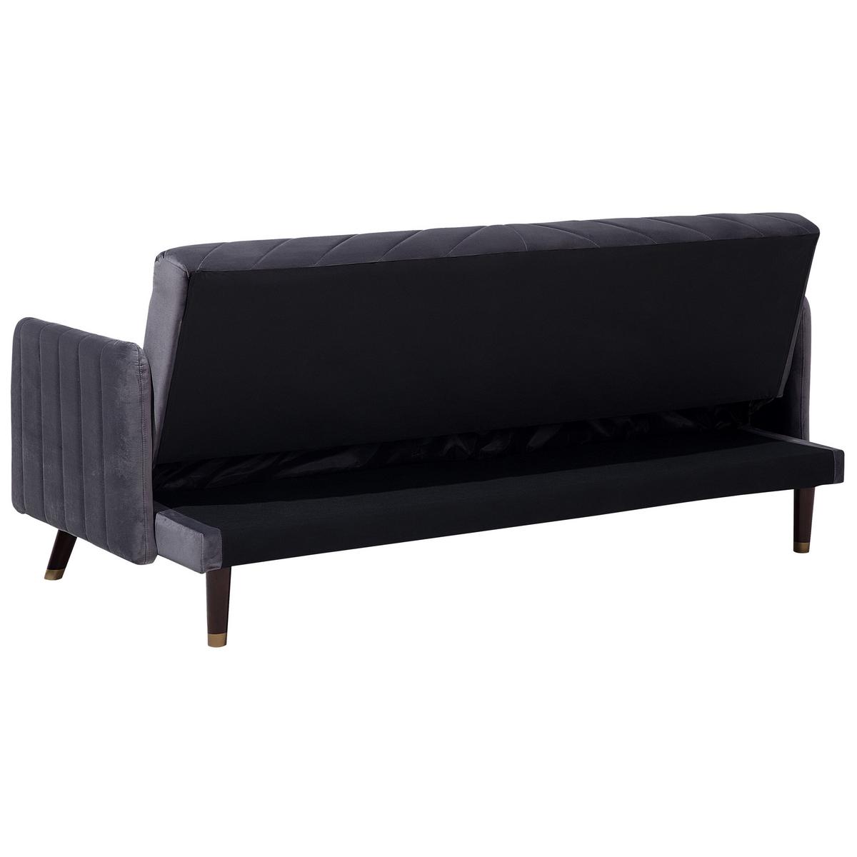 3-SITZER-SCHLAFSOFA Samtstoff Grau Senja - Grau, Textil (200/87/95cm) - Beliani
