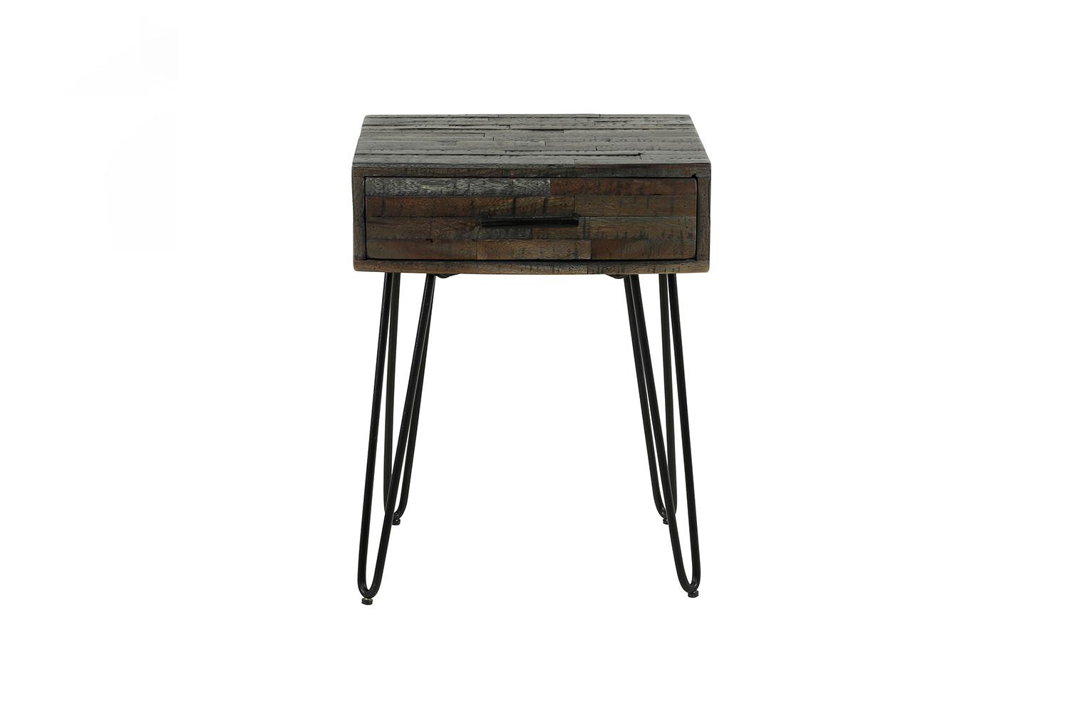 NACHTTISCH MESA Grau Akazie - Schwarz/Grau, Holz/Metall (45/60/35cm) - KAWOLA