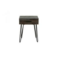 NACHTTISCH MESA Grau Akazie - Schwarz/Grau, Holz/Metall (45/60/35cm) - KAWOLA
